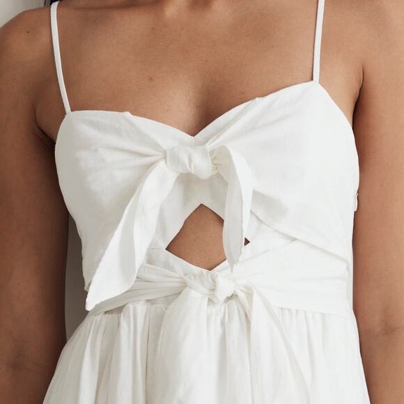 Madewell White Double-Tie Cutout Sweetheart Midi Dress 14 - Picture 2 of 7